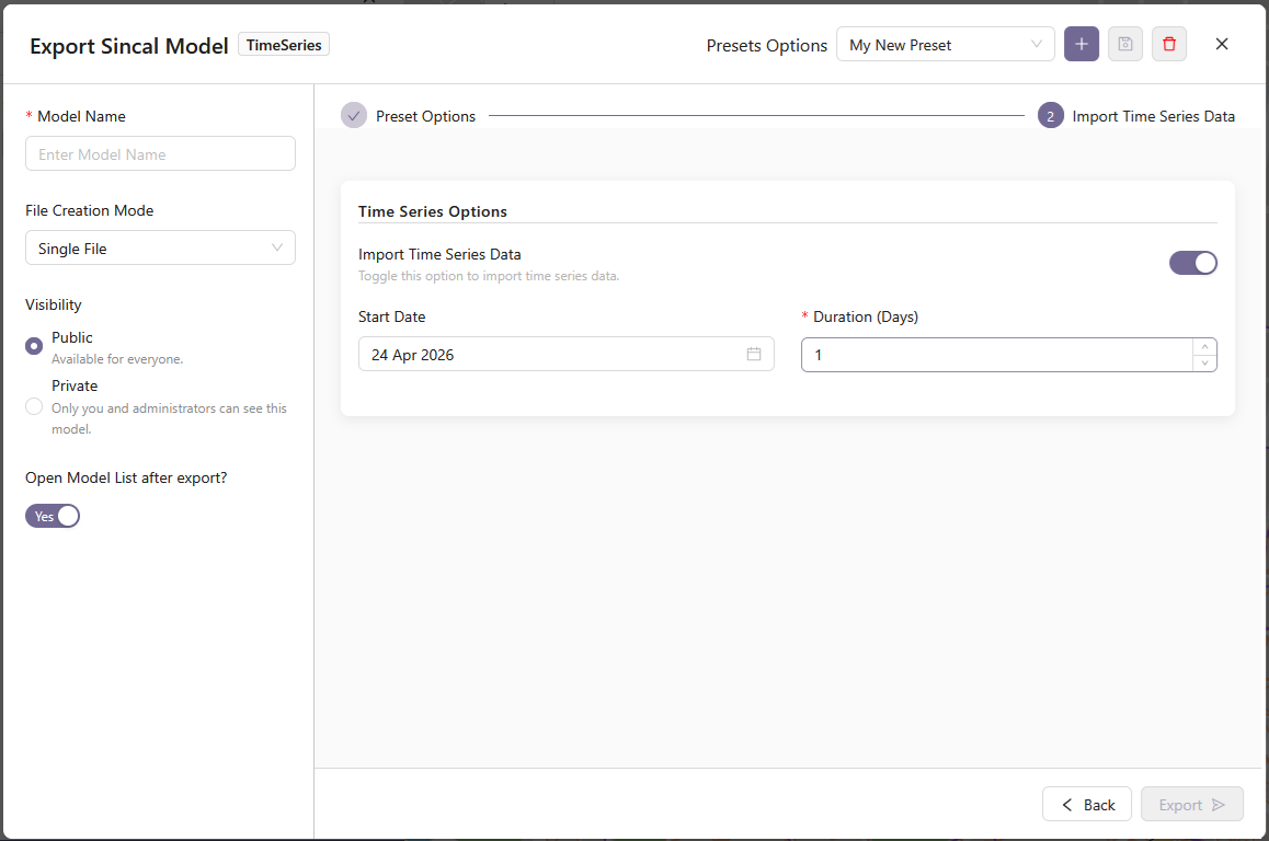 Time Series data import options