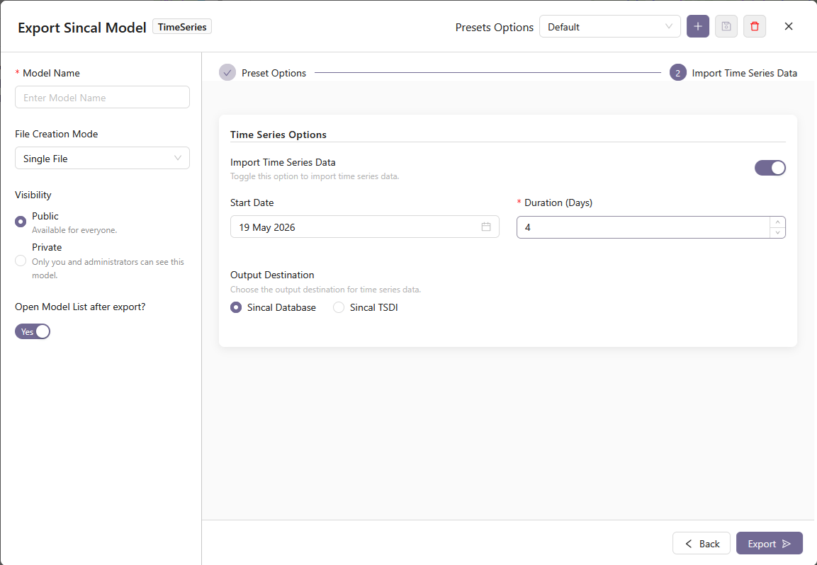 Time Series data import options
